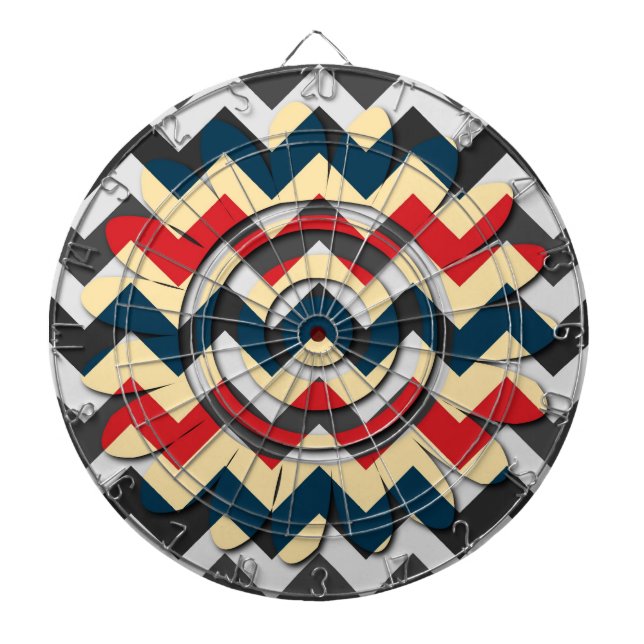 Moderne Blume Zickzack Zigzag Muster 2 Dartscheibe (vorne)