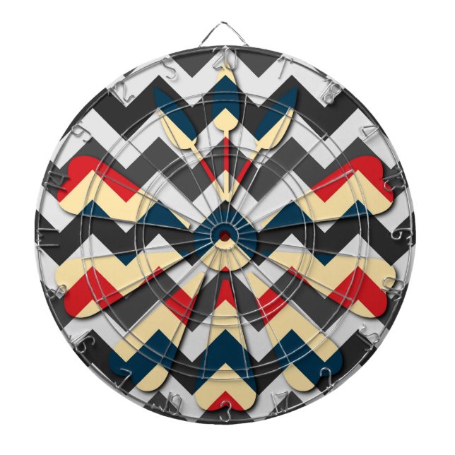 Moderne Blume Zickzack Zigzag Muster Dartscheibe (vorne)