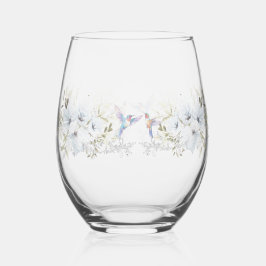 Moderne Blumen-Bird-Overlay-Blume Hochzeit Weinglas Ohne Stiel