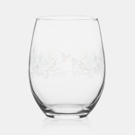 Moderne Blumen-Bird-Overlay-Blume Hochzeit Weinglas Ohne Stiel