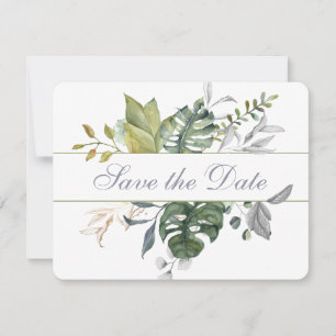 Moderne Blumen Blau und Grün SAVE THE DATE
