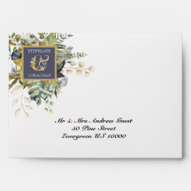 Moderne Blumen |Blue & Green w Ampersand Hochzeit