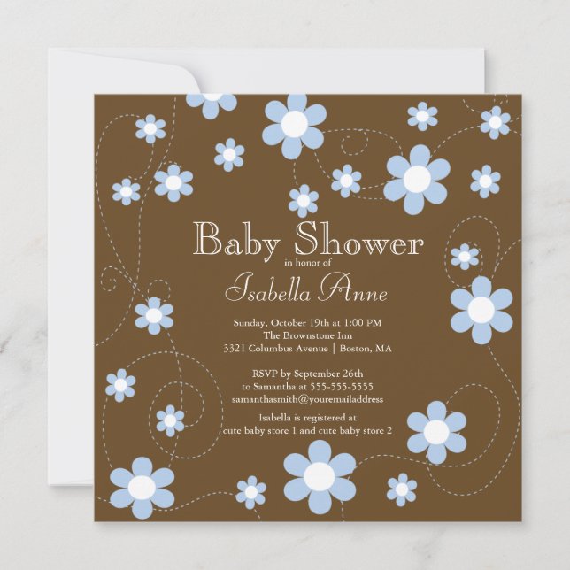 Moderne Blumen Blumen Blumen Baby Dusche Einladung (Vorderseite)