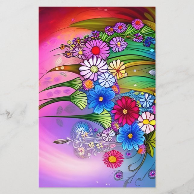 Moderne Blumen-Blumenmuster-Decoupage-Bastelpapier (Vorderseite)