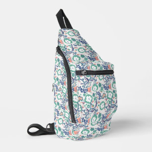 Moderne Blumen-Doodle-Druck Crossbody Bag