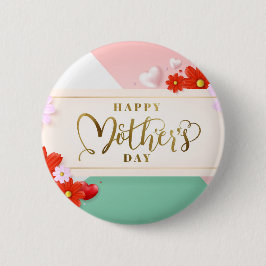 Moderne Blumen erröten rosa grünes weißes Gold Button