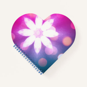 Moderne Blumen Farbig Rosa Blau Ombre Herz Notizbuch
