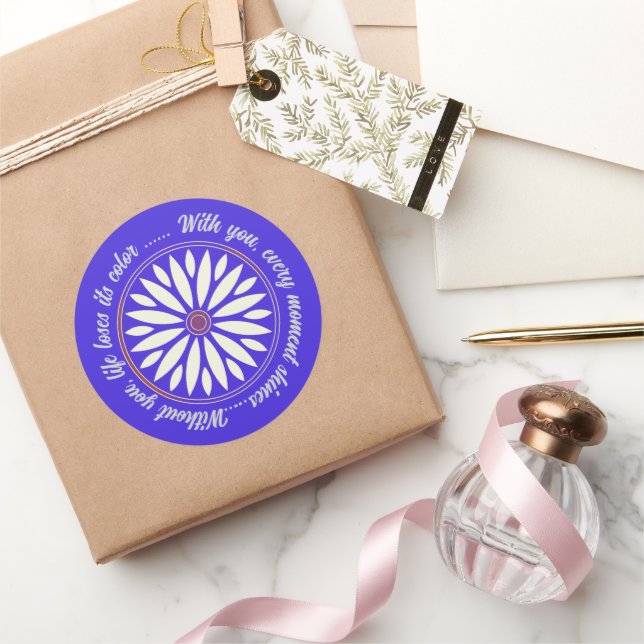 MODErne BLUMEN GESCHENK VON MUTTER VATER SCHWESTER Runder Aufkleber (Schenken)