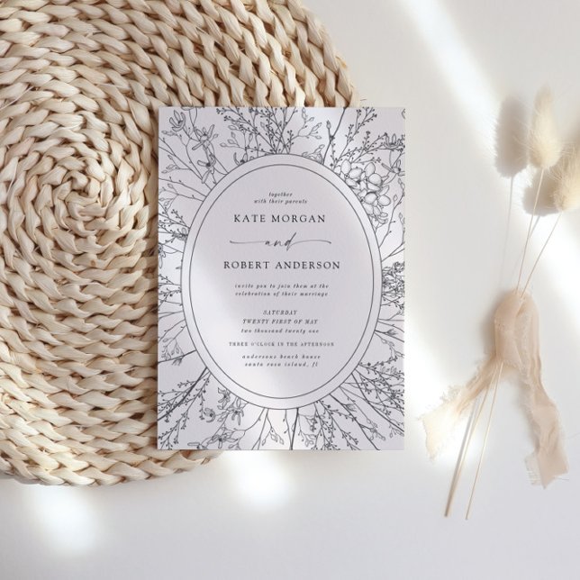 Moderne Blumen-Hochzeitseinladung (Von Creator hochgeladen)