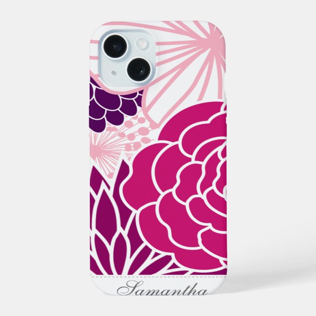 Moderne Blumen iPhone 15 Hülle (Rückseite)