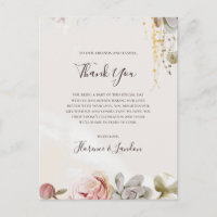 Moderne Blumen | Marble Dankeschön Empfang Card