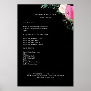 Moderne Blumen Preisliste Poster