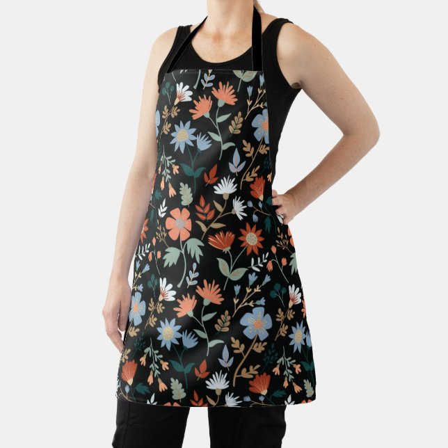 Moderne Blumen und Leder drucken schwarz orange bl Schürze (InSitu)