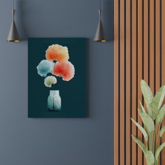 Moderne Blumen | Wasserfarben-Hortensien (28 cm x Leinwanddruck