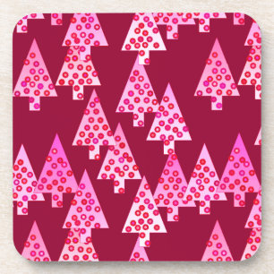 Moderne Blumen-Weihnachtsbäume - Weinrot & Rosa Getränkeuntersetzer