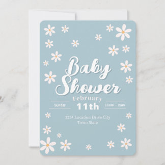 Moderne Blumenbaby-Dusche - Blue Daisy Custom Einladung