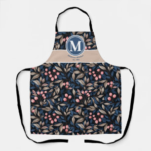 Moderne Blumenbeeren Unisex Neutral Blue Pink Schürze
