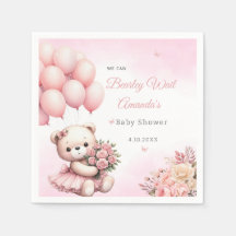 Moderne Blumendusche Pink Teddy Bear Girl Baby Dus