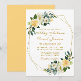 Moderne Blumengelbe goldene Hochzeit Einladung