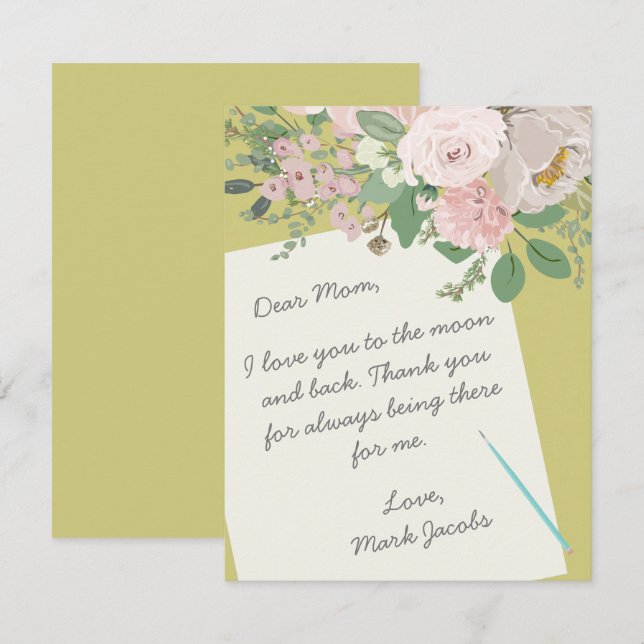 Moderne, blumengemachte Muttersprache Mitteilungskarte (Vorne/Hinten)