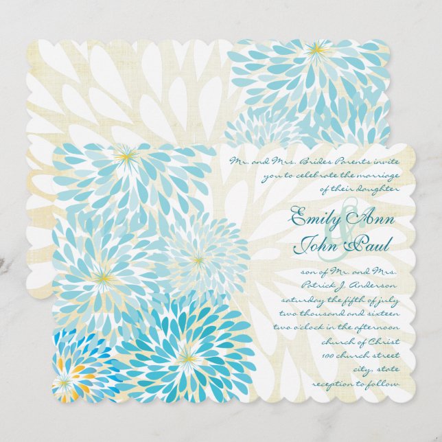 Moderne blumengeschichtliche Hochzeitseinladungen Einladung (Vorne/Hinten)