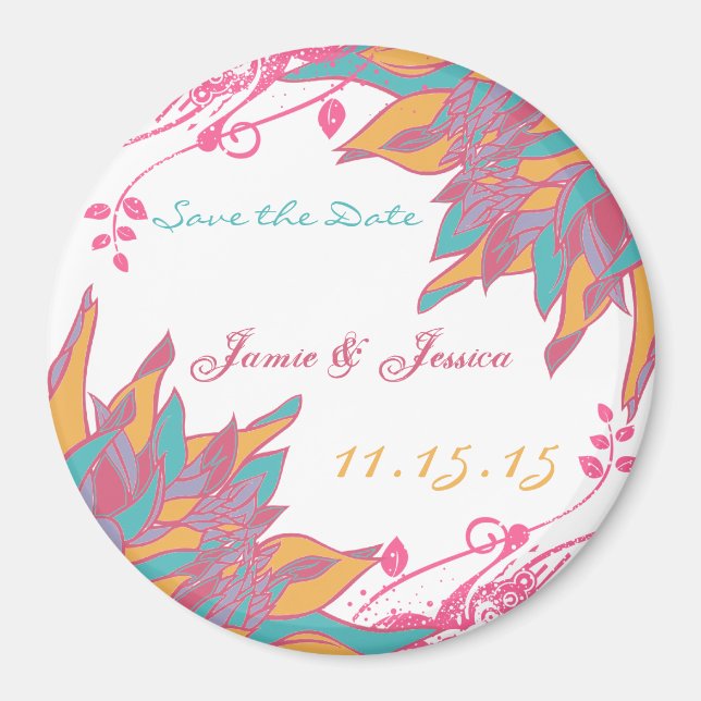 Moderne blumengeschichtliche Hochzeitseinladungen Magnet (Vorne)