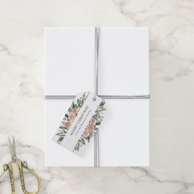 moderne, blumengeschmückte Weihnachtsgeschenke Geschenkanhänger (Mit Garn)