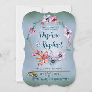 Moderne Blumenhochzeit Einladung