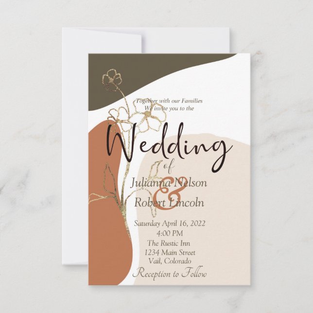 Moderne Blumenhochzeit Einladung (Vorderseite)