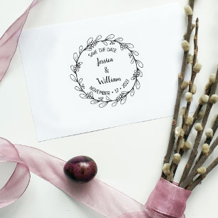 Moderne Blumenhochzeit Save the Date Gummistempel