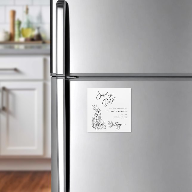 Moderne Blumenhochzeit Save the Date Magneteinladung (Magnetic invites stick to any metal, ensuring guests remember your special day with ease.)