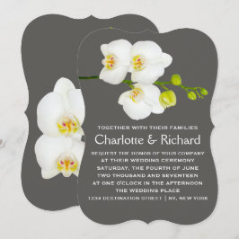 Moderne Blumenhochzeit | Weiße Orchideen-Blume Einladung