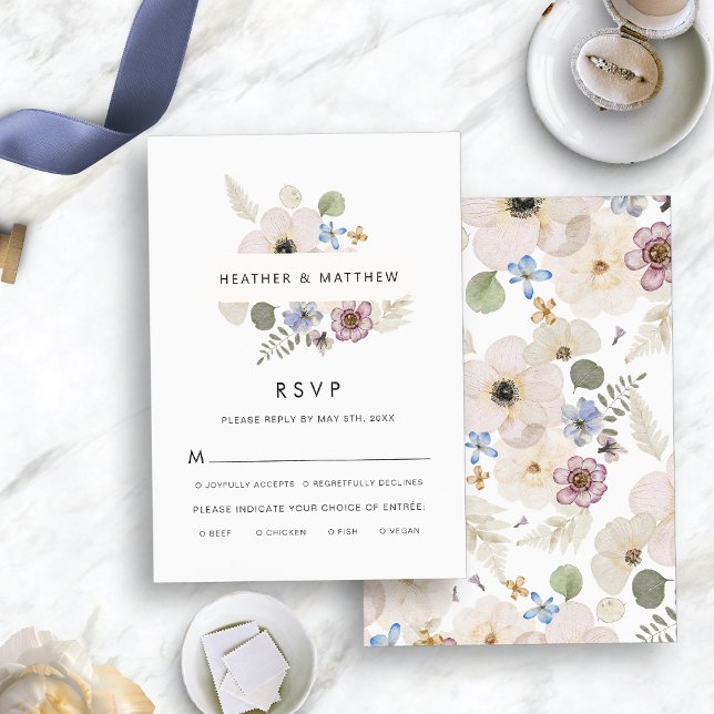 Moderne Blumenhochzeiten RSVP Karte (Modern Floral Wedding Meals RSVP Card by Painted Paperie
)