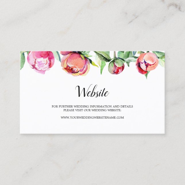 Moderne Blumenkorallen-Hochzeitskarte Visitenkarte (Vorderseite)