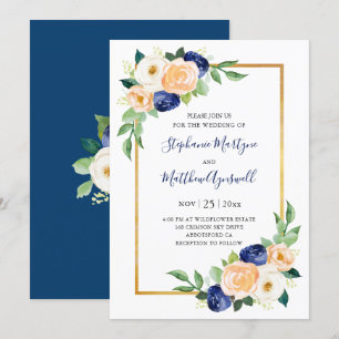Moderne Blumenkorallenhochzeit Einladung