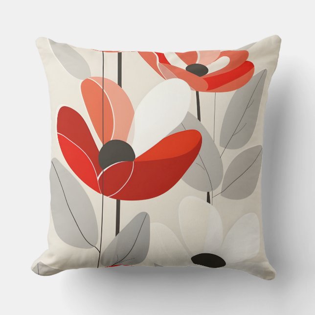 Moderne Blumenkunst Print Kissen (Vorderseite)