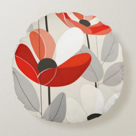 Moderne Blumenkunst Print Rundes Kissen