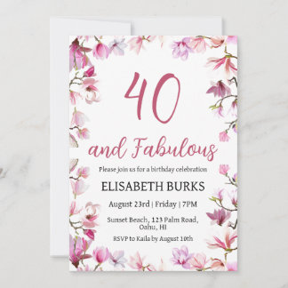 moderne Blumenladen zum 40. Geburtstag Einladung