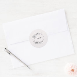 Moderne blumenmonogramm-Hochzeit Runder Aufkleber