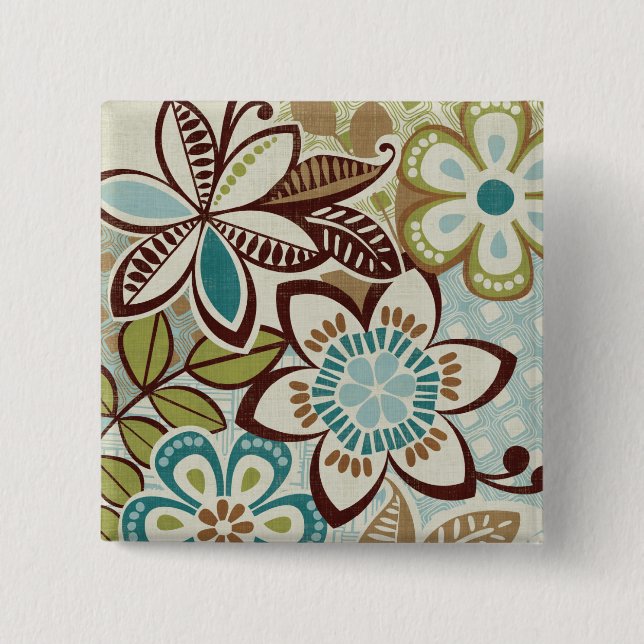 Moderne Blumenmuster Button (Vorderseite)