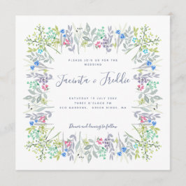 Moderne blumenreiche Hochzeit mit bohobolder Wasse Einladung