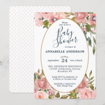 Moderne Blumenrosa Blush Gold Garden Baby Dusche