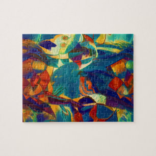 Moderne Blumenrote Blaue Linien Abstrakte Kunstmal