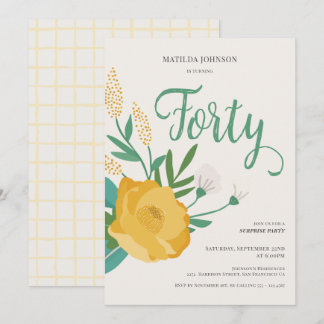 Moderne Blumenüberraschung 40. Geburtstag Party Einladung