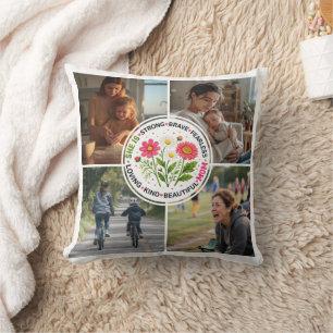 Moderne Blumige Mehrfach-Foto-Personalisierung zum Kissen