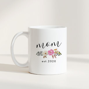 Moderne Blumige Personalisierte Muttertagsgeschenk Kaffeetasse