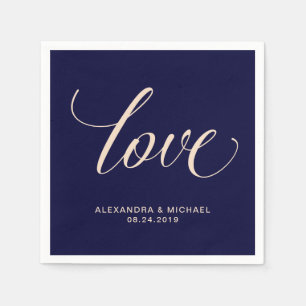 Moderne Blusen und Navy-Typografie LIEBE Serviette