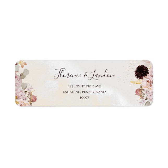 Moderne Blush Bloral | Aquarellfarbene Rücksendead (Vorne)