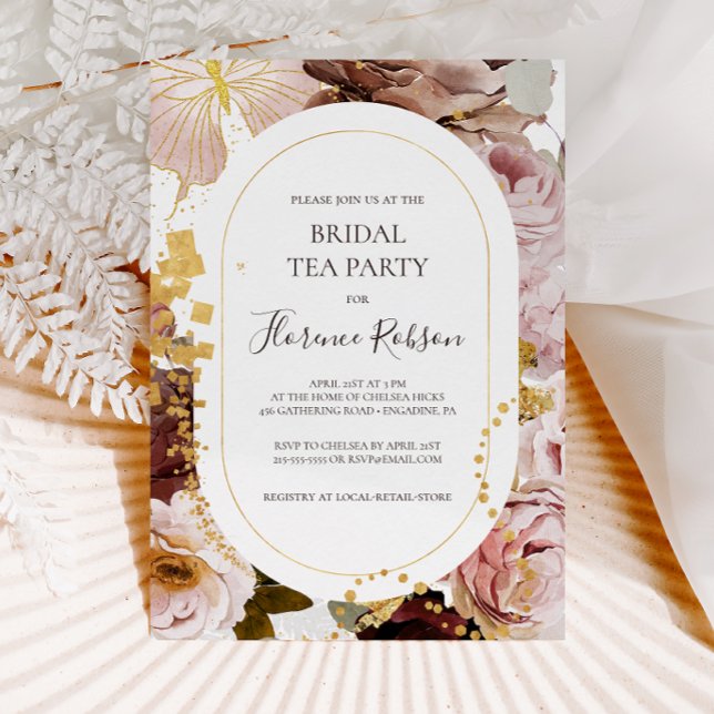 Moderne Blush Bloral | Bridal Tea Party Einladung (Von Creator hochgeladen)