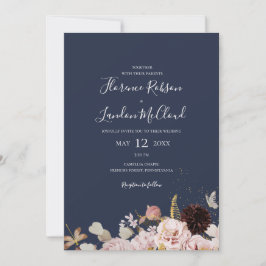 Moderne Blush Bloral | Einfache Hochzeit der Lässi Einladung